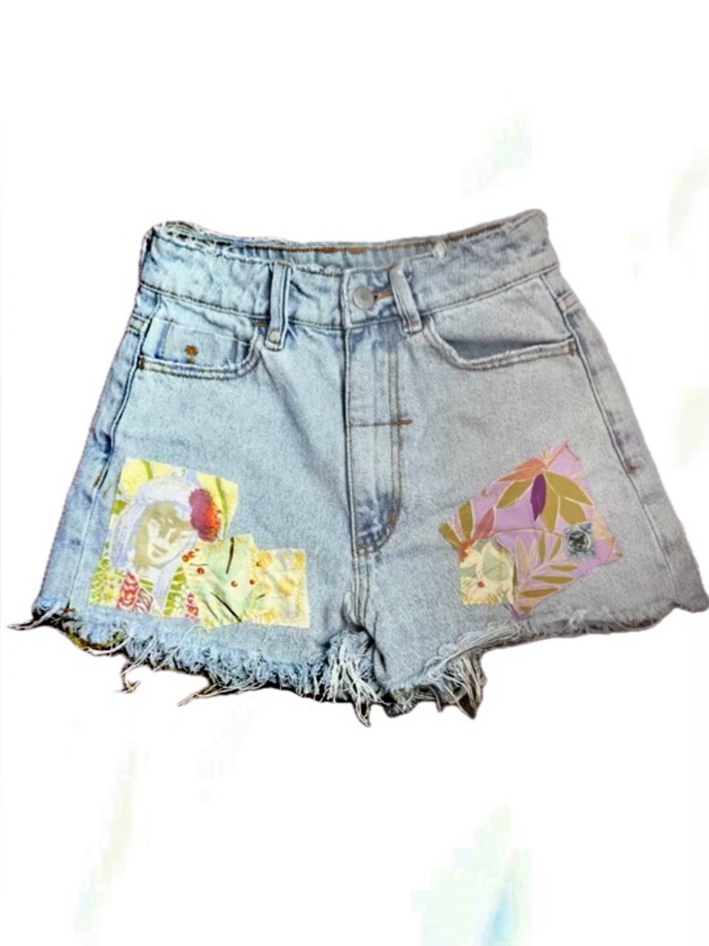 Light Blue Denim Hawaii Patchwork Women’s Shorts